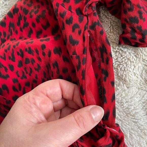 SANCTUARY Girl On Fire Red Faux Wrap Animal Print XS - Picture 15 of 16